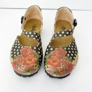 GOBY Mary Jane Style Polka Dot Red Floral Ballerina Shoes Size 36/US 5.5